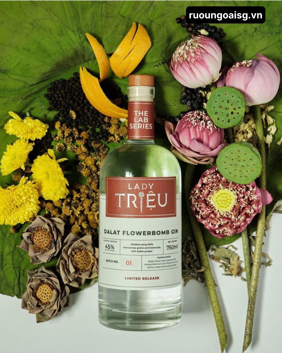 RƯỢU GIN LADY TRIEU - DALAT FLOWERBOMB GIN