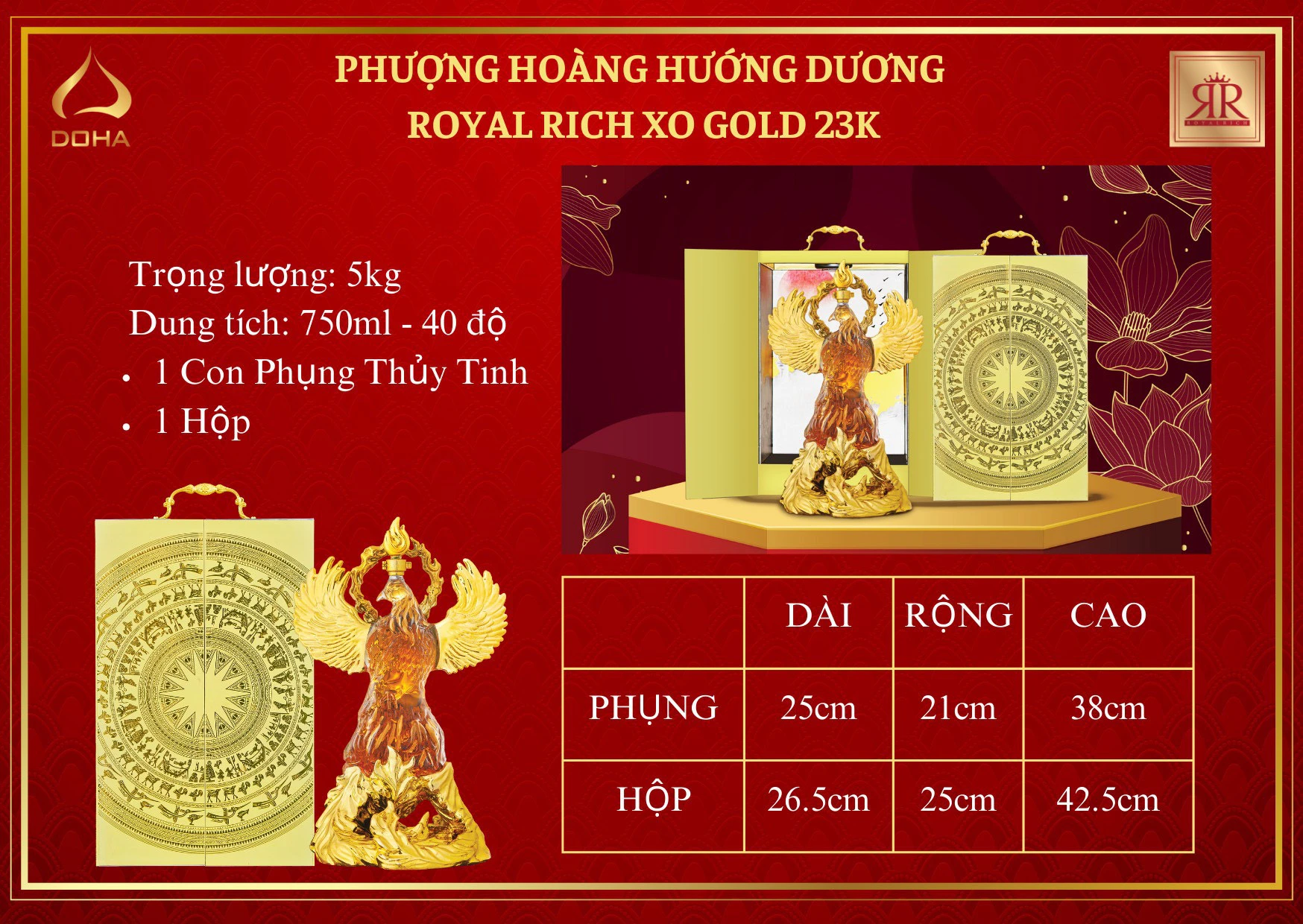 Phượng Hoàng Hướng Dương Royal Rich XO Gold 23K