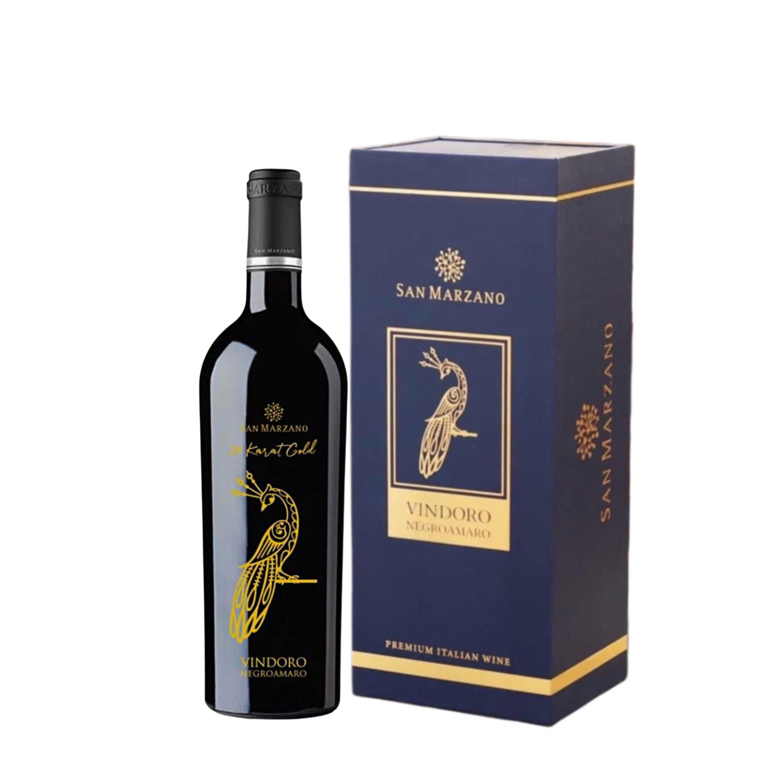 Hộp quà vang con công Vindoro Gold 24 Karat – Ý
